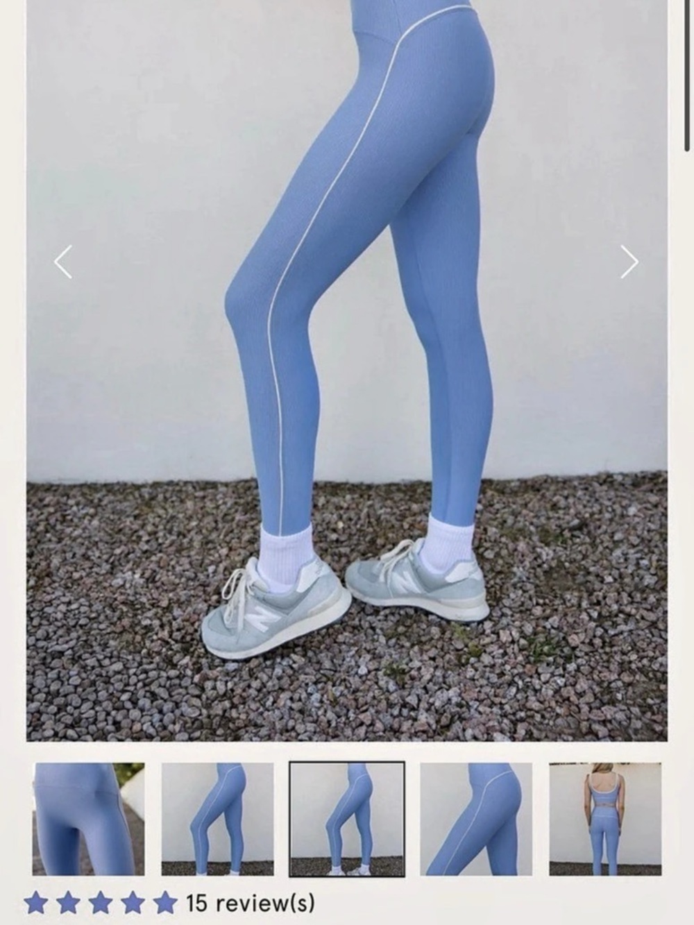 Salt Project Power Piped Ribbed Legging Ribbed Piped Leggings in Blue NWT